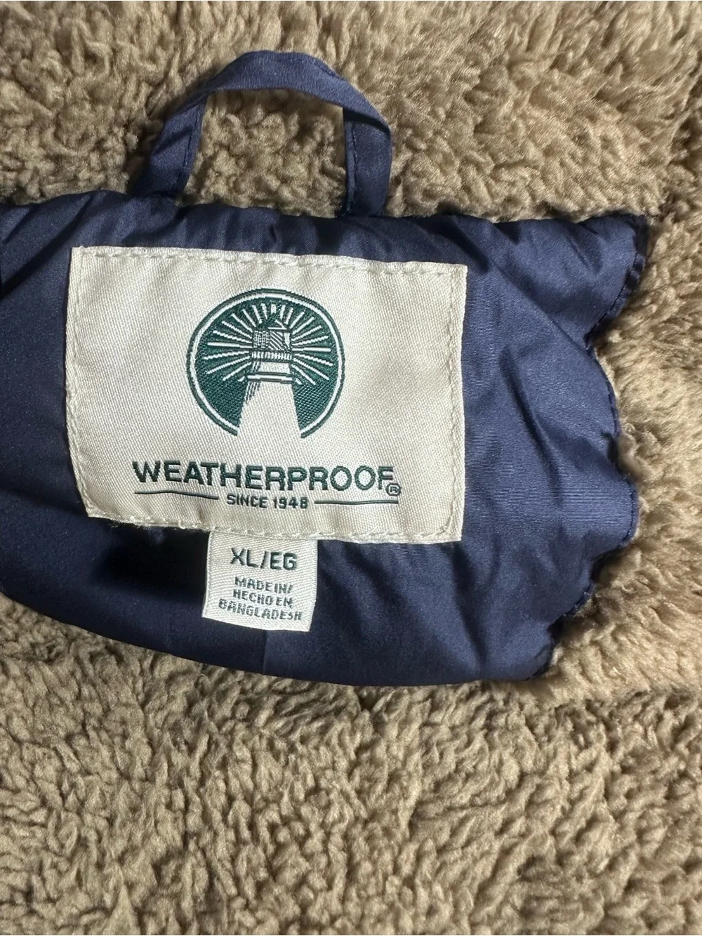 Weatherproof navy blue Sherpa fleece lined puffer vest men’s XL
